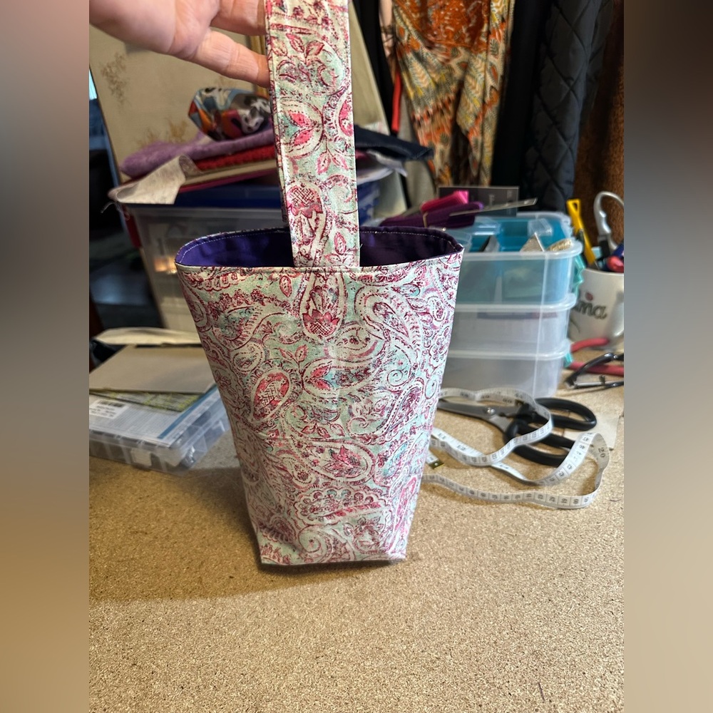 Handcrafted Paisley Tote Bag - Pink and Purple